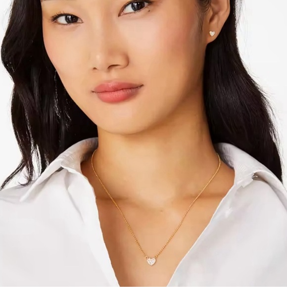 Kate Spade Yours Truly Rose Gold Heart Earrings and Necklace Set New in Box - Picture 5 of 10